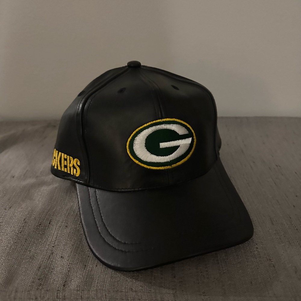 Green Bay Packers Leather Black Cap